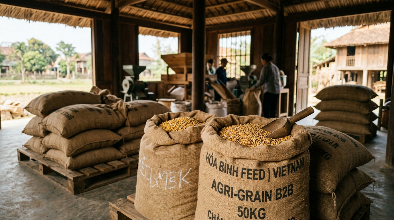 Agricultural Feed Grain Texture and Storage Sacks